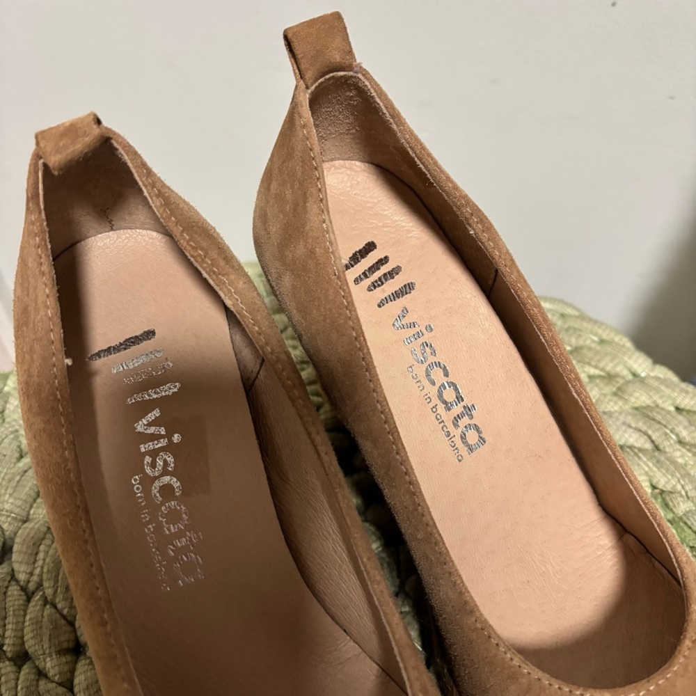 NEW Viscata Barcelona Roses Marquesa Tan Suede Round Toe Espadrille Wedge Size 8 - Picture 8 of 9